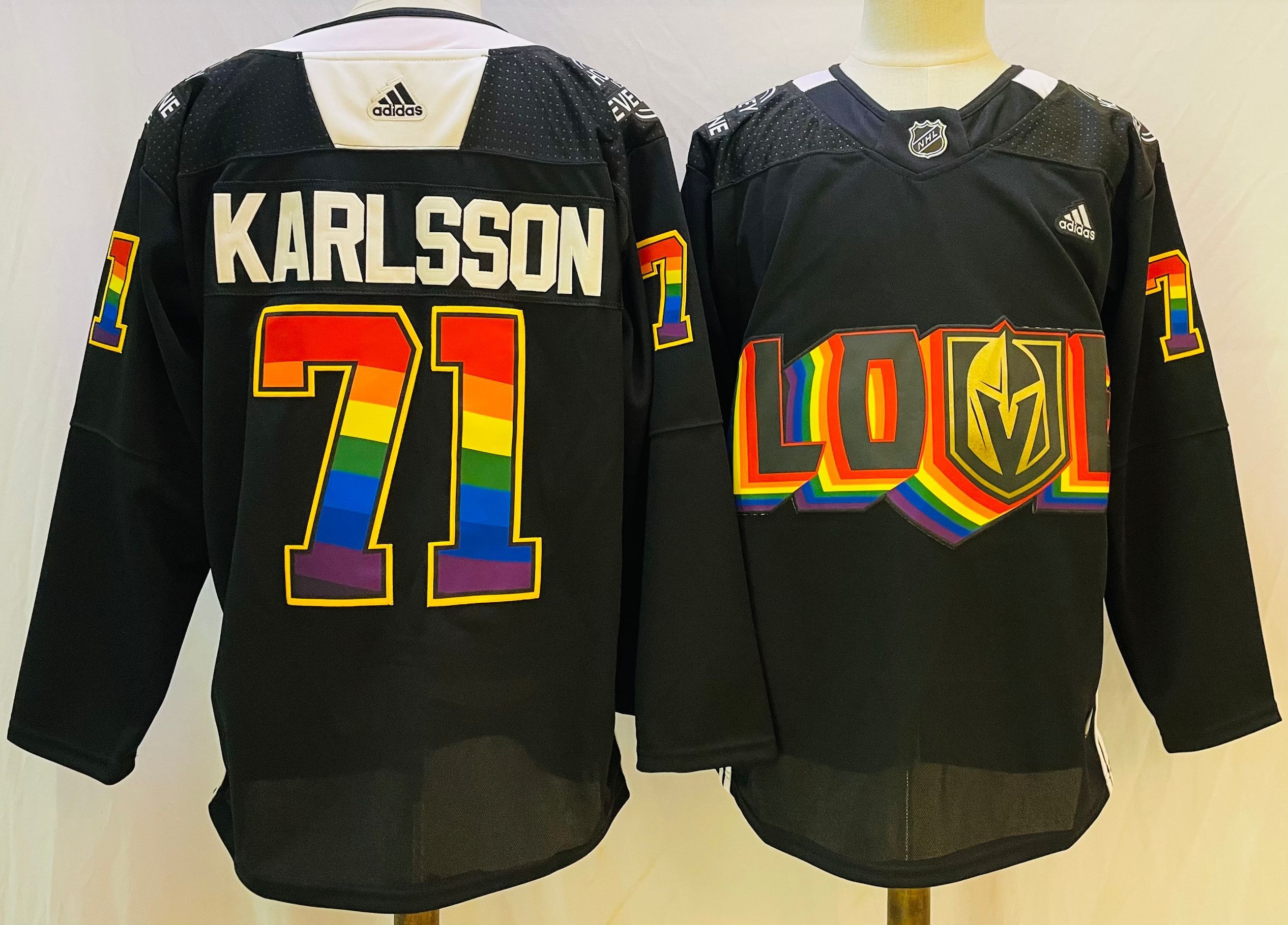 Men Vegas Golden Knights #71 Karlsson Black gold Stitched 2022 Adidas NHL Jersey->more nhl jerseys->NHL Jersey